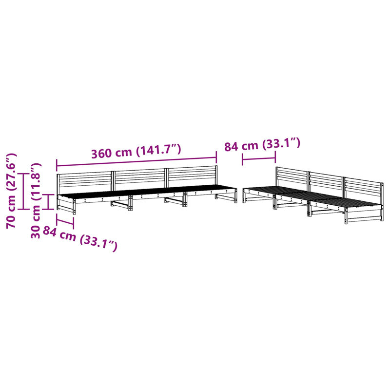 360cm Wide Patio Sofa