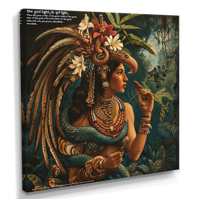 Quetzalcoatl, dieu mexicain du chocolat, 44" H x 44" W, Toile tendue