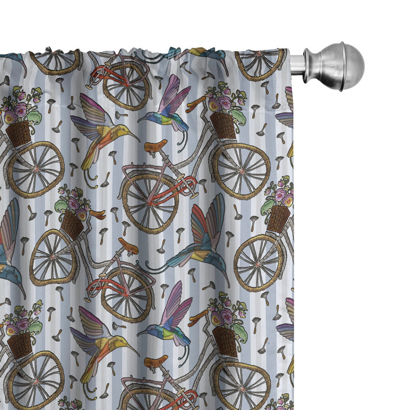 Bicycle Window Semi-Sheer Rod Pocket Sliding Panel, 28" x 95"