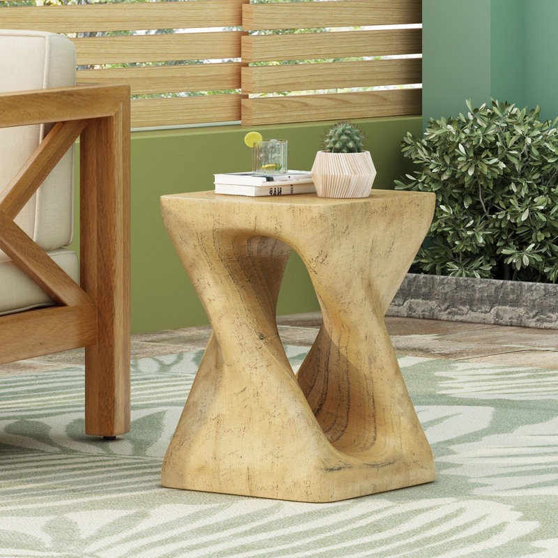 Table d'appoint Esdert MGO Twist Shape, Naturel, H 16 po x l 11,75 po x P 11,75 po