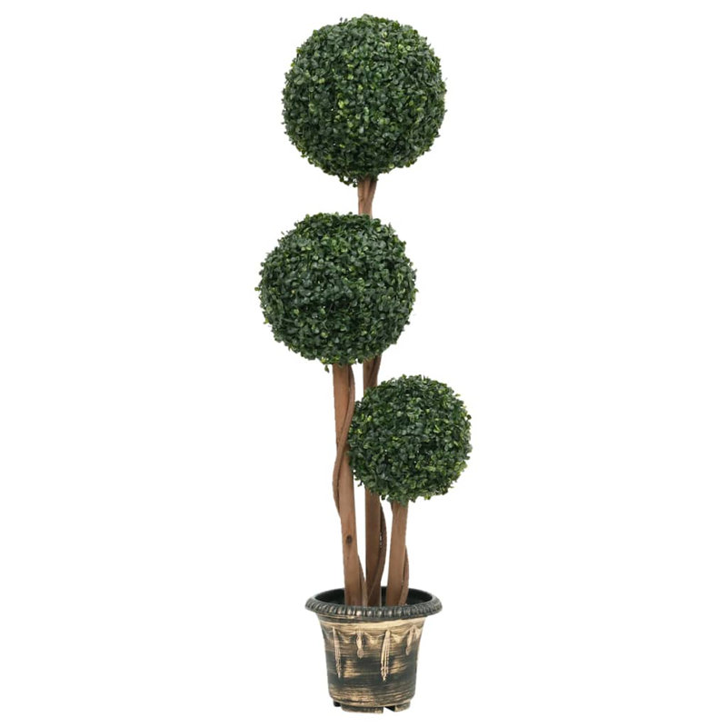 119cm Faux Boxwood Plant in Wood Pot