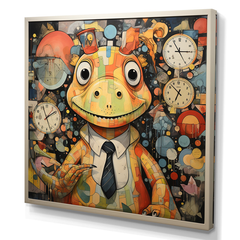 Cubist Dinosaur Nursery II - art de mur de dinosaure, H 36 po x l 36 po x P 1,5 po, Toile tendue