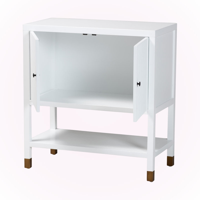 Malle 2-Door Accent Storage Cabinet with Open Shelf and Raised Legs