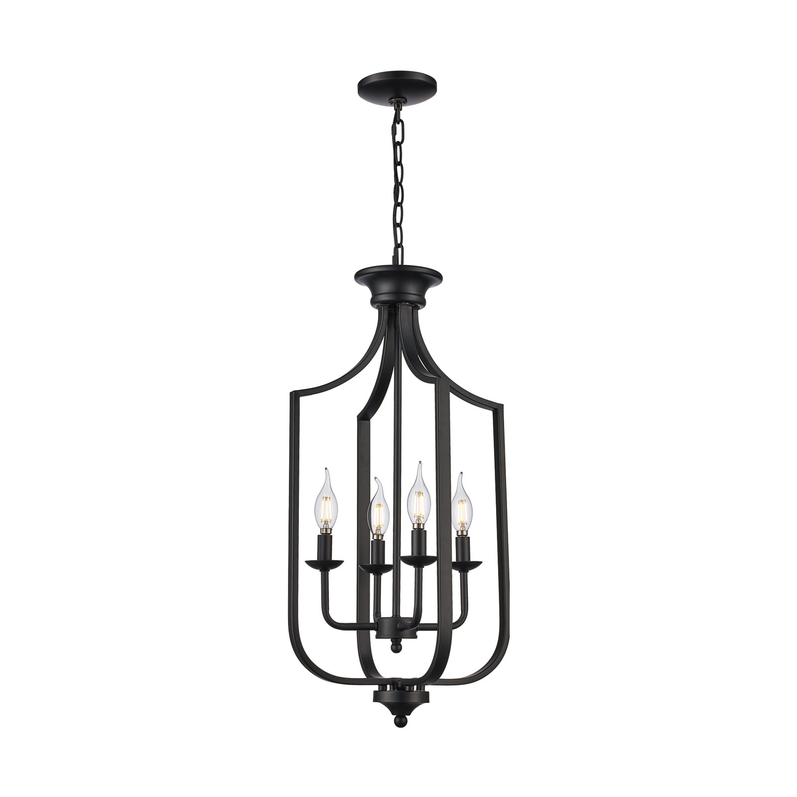 Baril 4 - Light Lantern Empire Chandelier, Matte Black, Medium