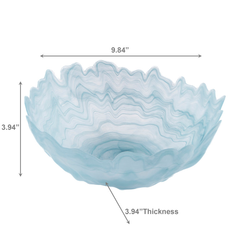 Marlee Glass Bowl Agate Edge & Pattern - Set Of 2
