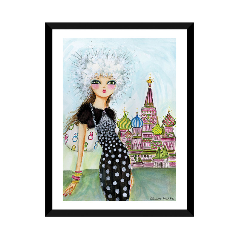 Art de Moscou, H 32 po x l 24 po x P 1 po, Papier avec cadre noir
