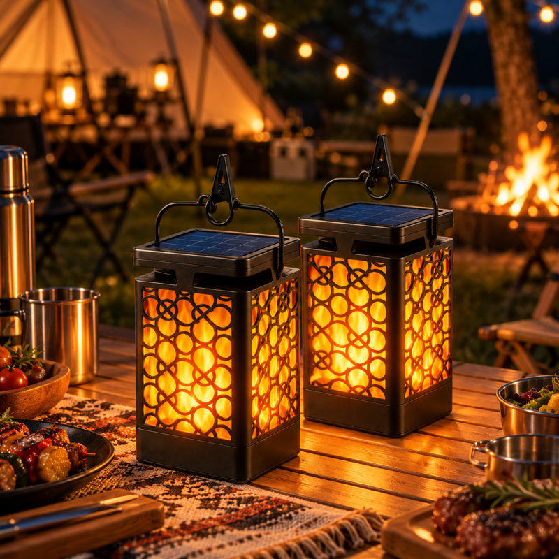 Lanternes solaires à flamme solaire, lumières DEL vacillantes, décoration de jardin extérieur imperméable