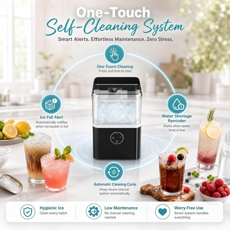 Machine à glaçons de comptoir 41,89 lb / jour, granules à croquer mous prêts pour la glace en 6 à 13 minutes, autonettoyant à une touche pour la cuisine à domicile