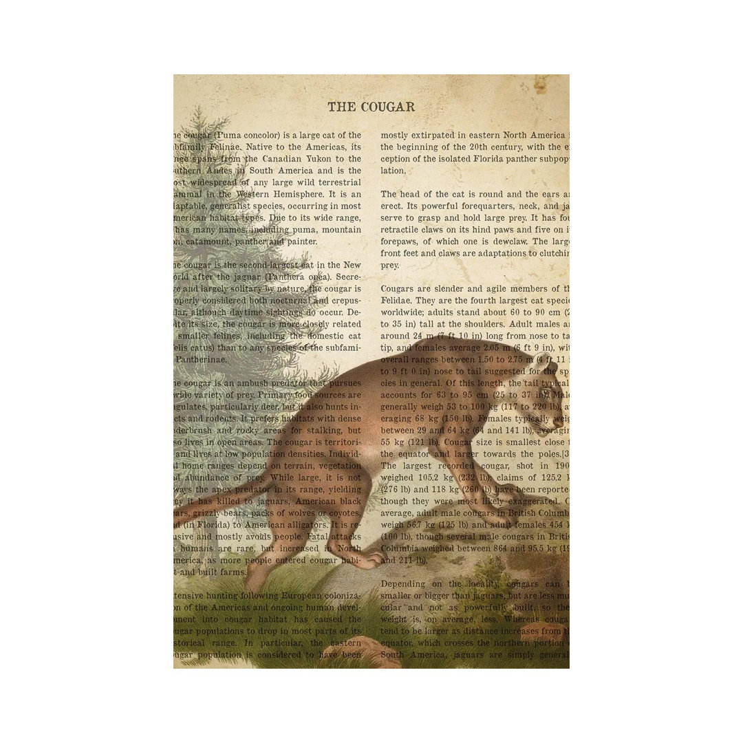 Vintage Cougar Druck von Aged Pixel - Ohne Rahmen Galerie-verpackte Leinwand Giclée auf Leinwand