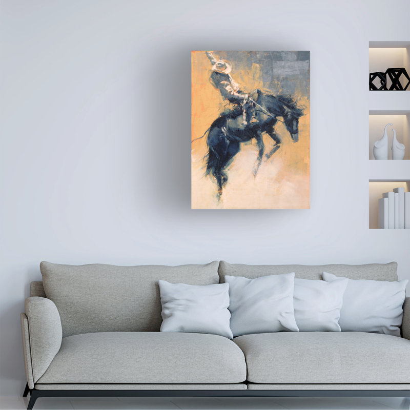 «Mood Indigo III» par Julie T Chapman - peinture sur toile tendue, H 32 po x l 24 po x P 2 po