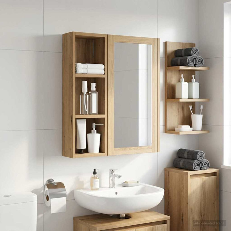 Bathroom Cabinet, 60.5cm H x 20cm W x 10cm D, Artisan Oak