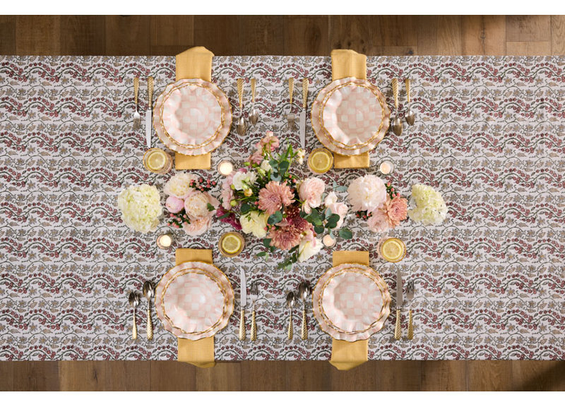 Rosy Check Ceramic Fluted Dessert Plate
