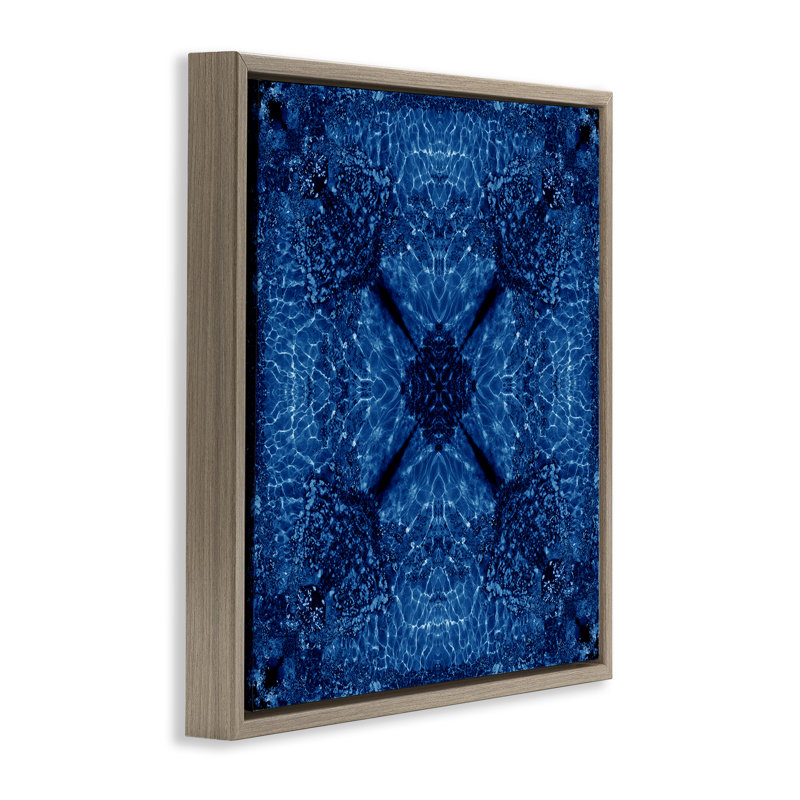 Cadre flottant à motif bleu foncé par El Perkin, Cadre flottant orme Montalcino, H 25 po x l 25 po
