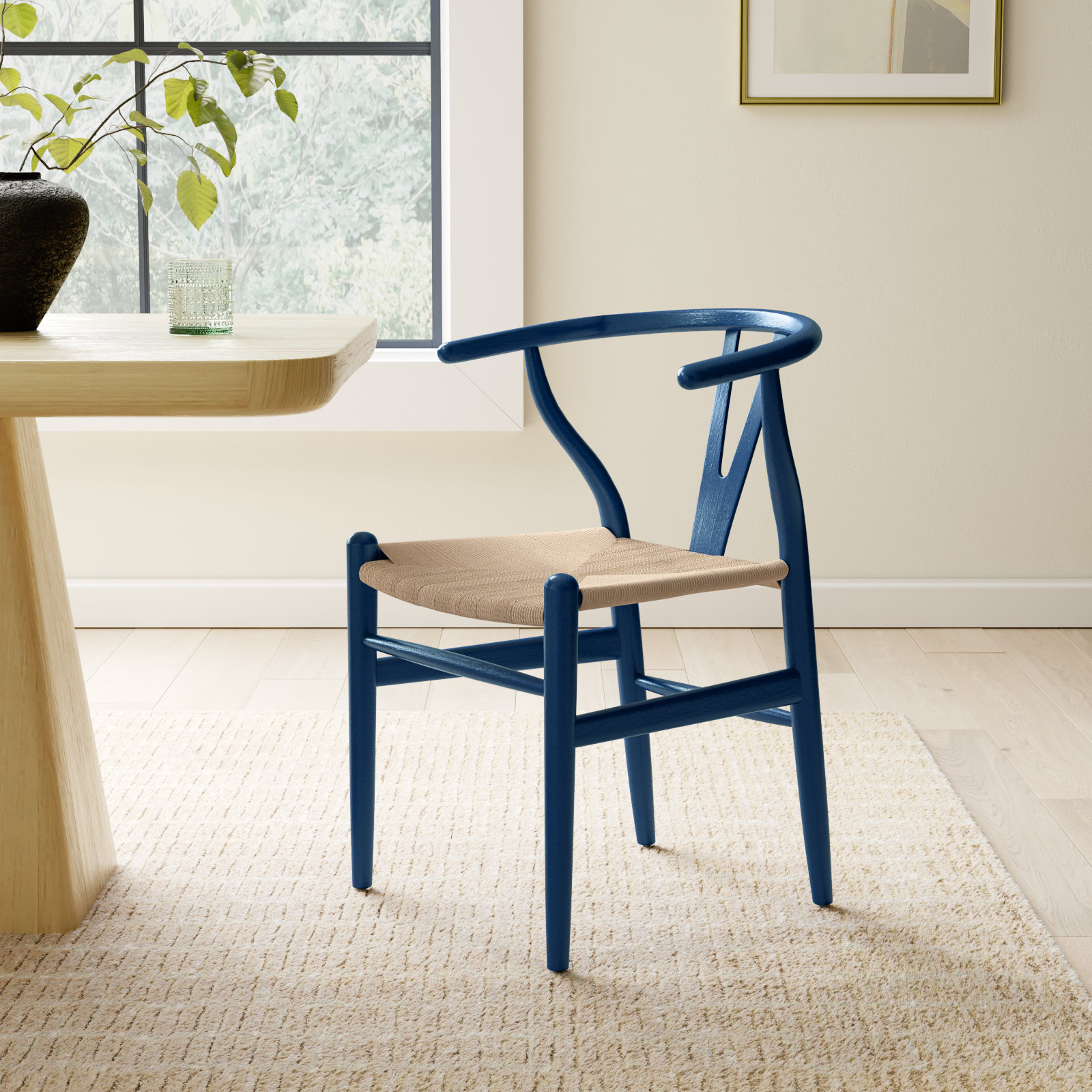 Fairbanks Dining Chair, Natural/Midnight Blue