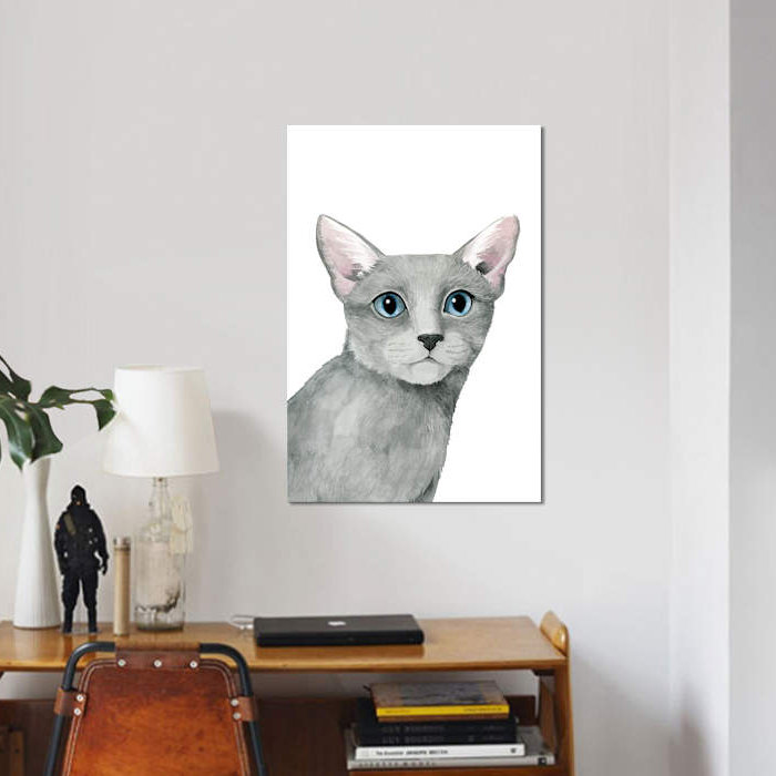 « cat portrait i », impression sur toile, H 26 po x l 18 po x P 1,5 po, Toile tendue, Pas de tapis