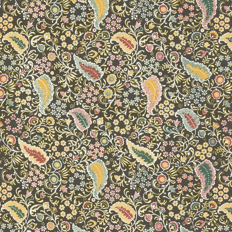 Peggy Paisley Fabric, Graphite