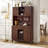 72"H Bar Cabinet with LED Lights, Wine Rack, and Cabinets-1290805008