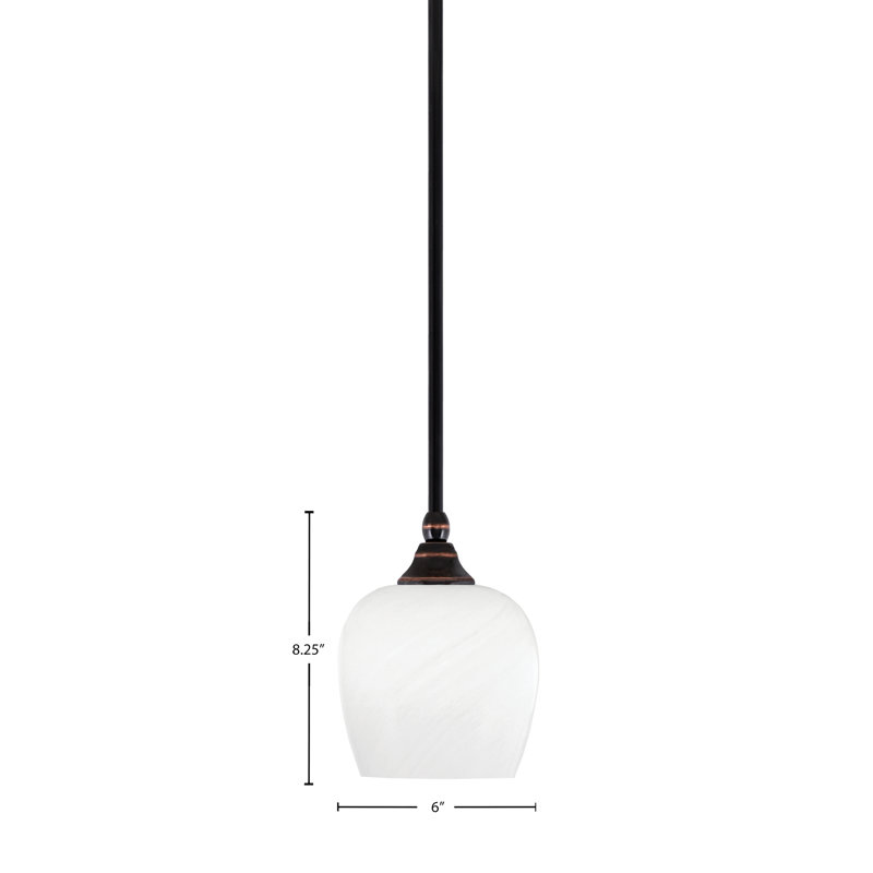 Stem Hung Mini Pendant With 6" Glass, White