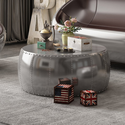 American Industrial Riveted Aluminum Coffee Table Coffee Table