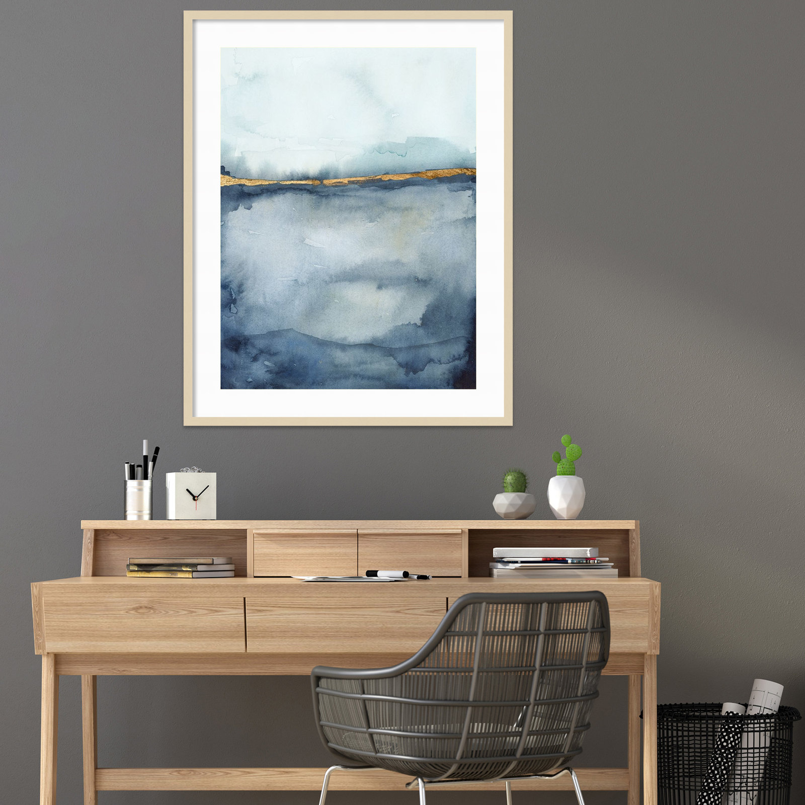 Coastal Horizon II Print by Victoria Borges, 43.12" H x 34.12" W x 0.88" D, White Framed Paper, Brown