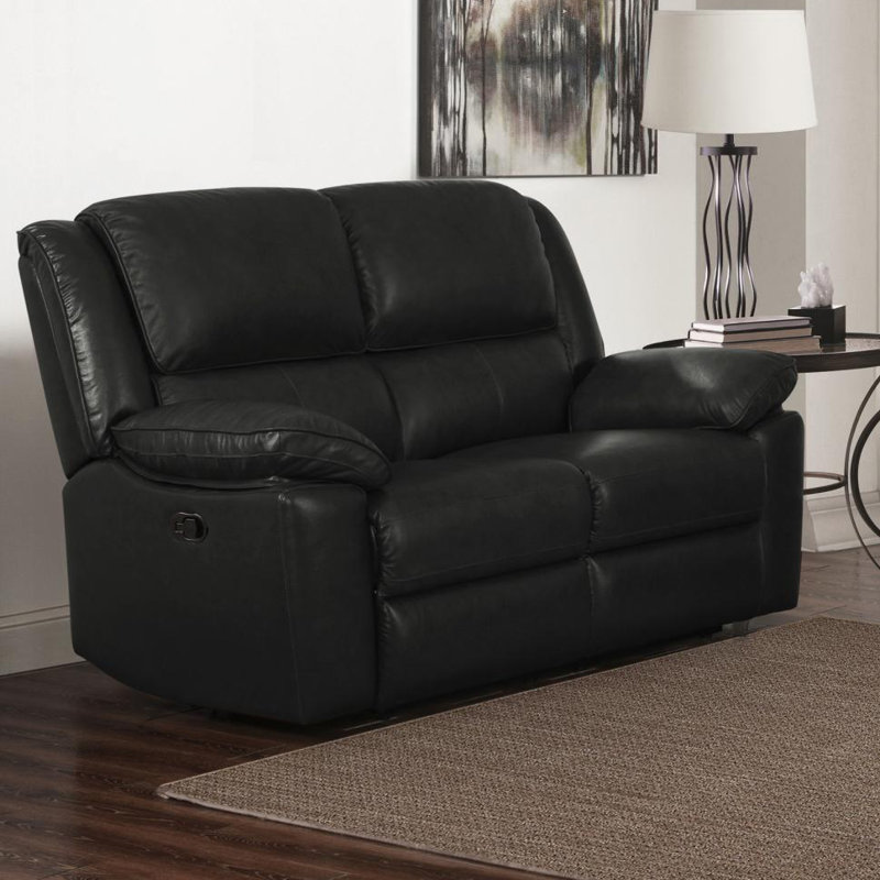Colegrove Faux Leather Reclining Loveseat, Black