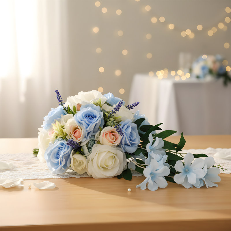 Bouquet de mariée 15,7 pouces, Bleu