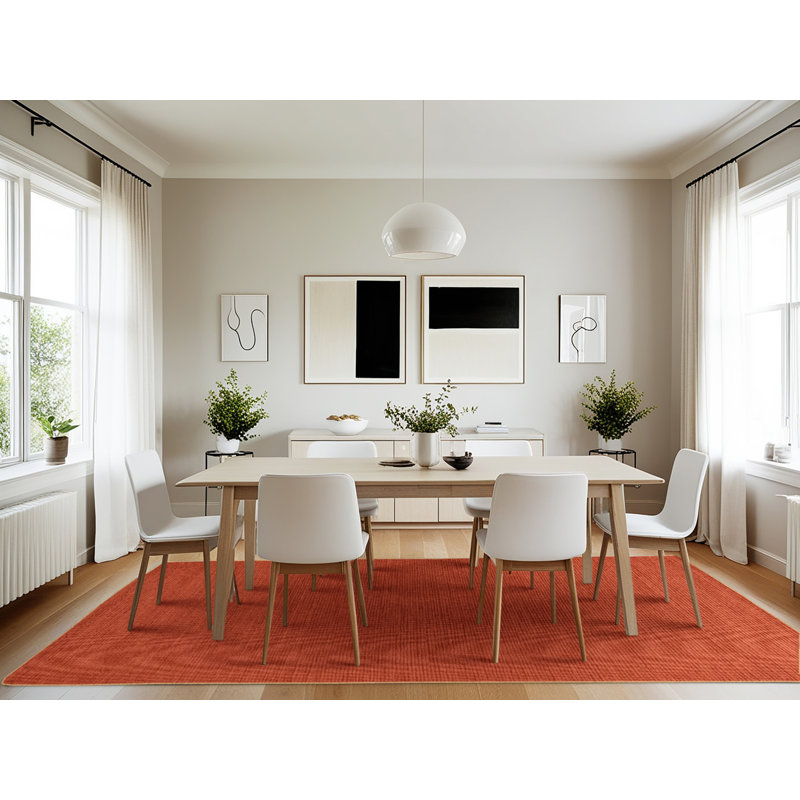 Machine Washable Solid Red Area Rug, Rectangle 7' x 10'