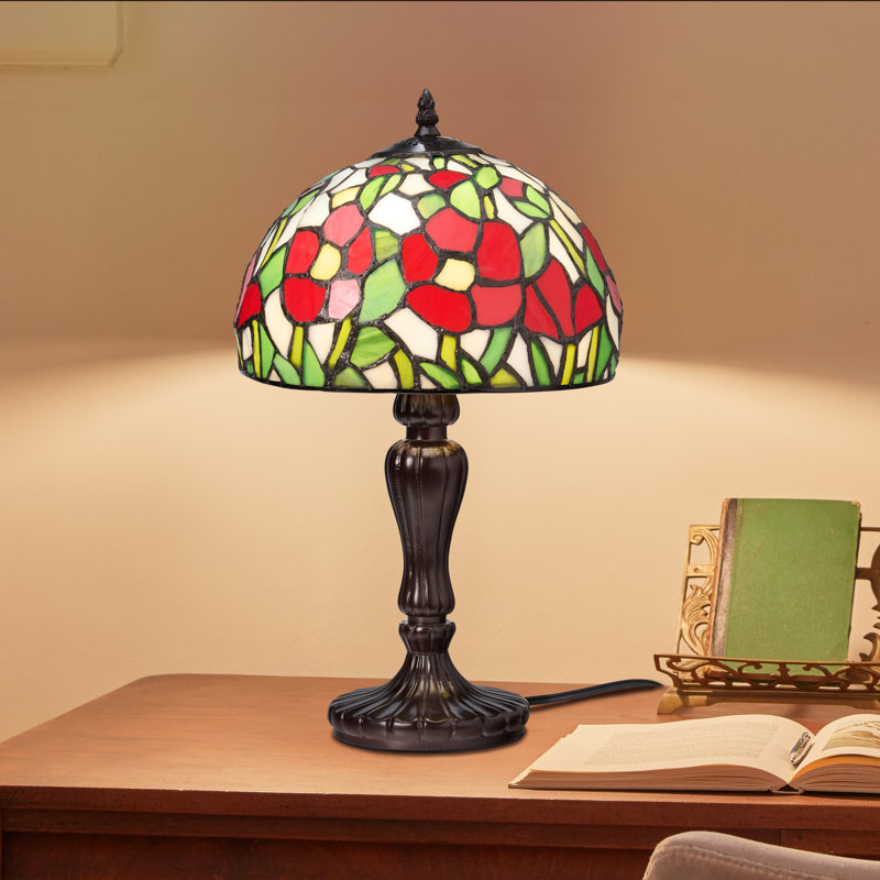 Lampe de table en verre coloré 17 po H