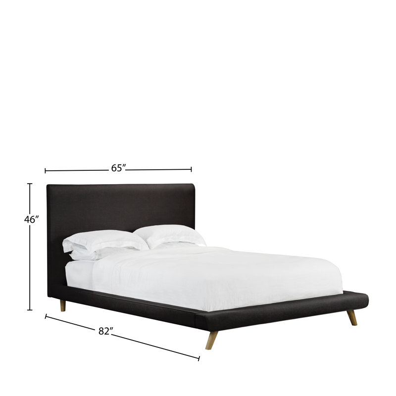 Lit plateforme en tissu d’ameublement, Espresso, Double