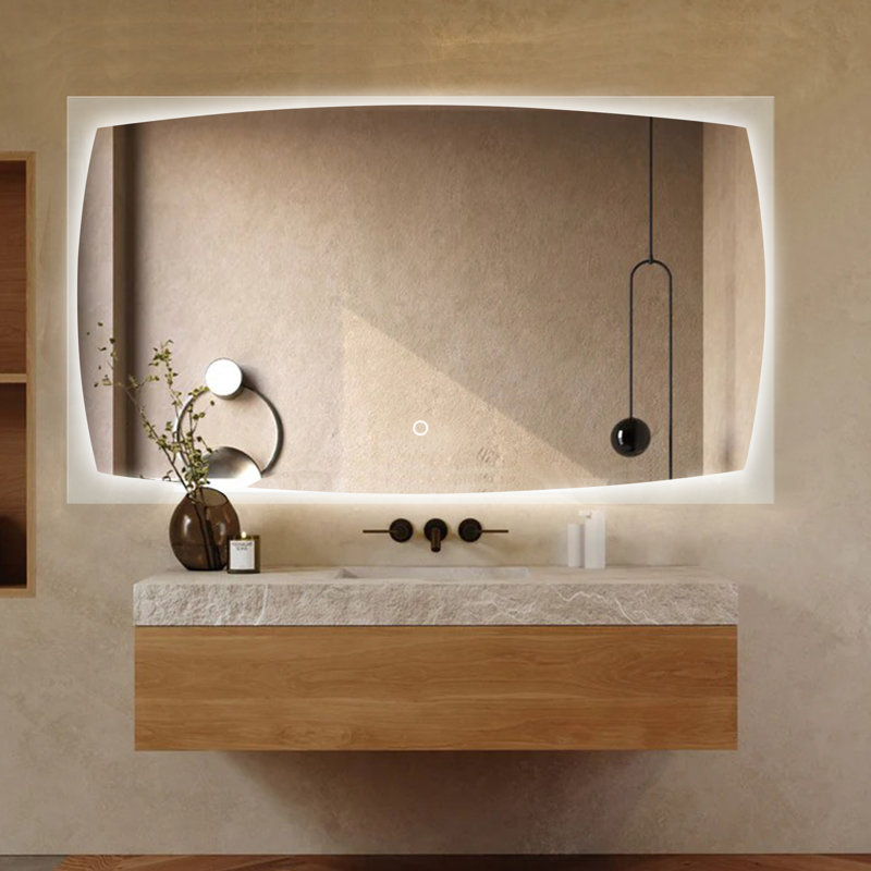 Backlit LED bathroom mirror, unique design, waterproof and explosion-proof, three color temperature adjustable, UR and LTL professional certification