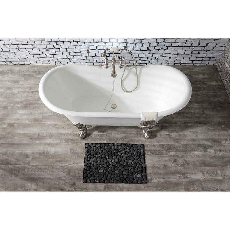 Kingston Brass Aqua Eden 67-Inch Cast Iron Oval Double Slipper Clawfoot Tub (7-Inch Faucet Drillings), Brushed Nickel