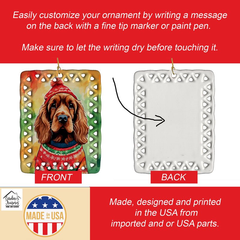 Ornement en porcelaine de Noël English Cocker Spaniel, Épagneul cocker anglais 3450