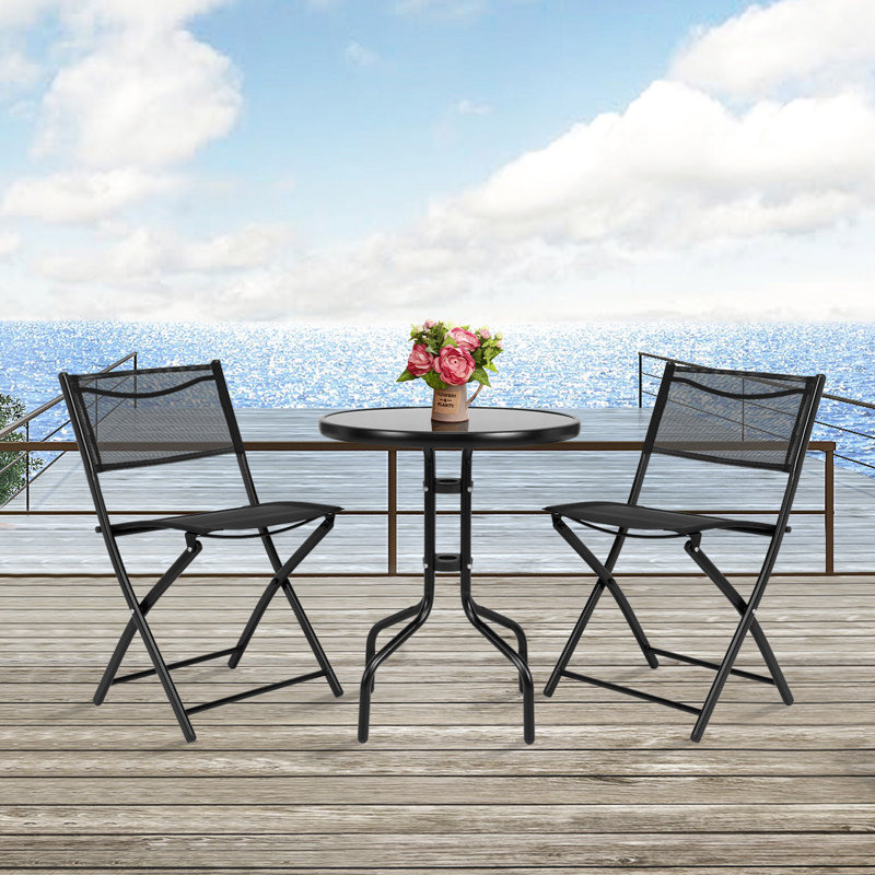 2 - Person Patio Dining Set with Round Table , Cushions Included