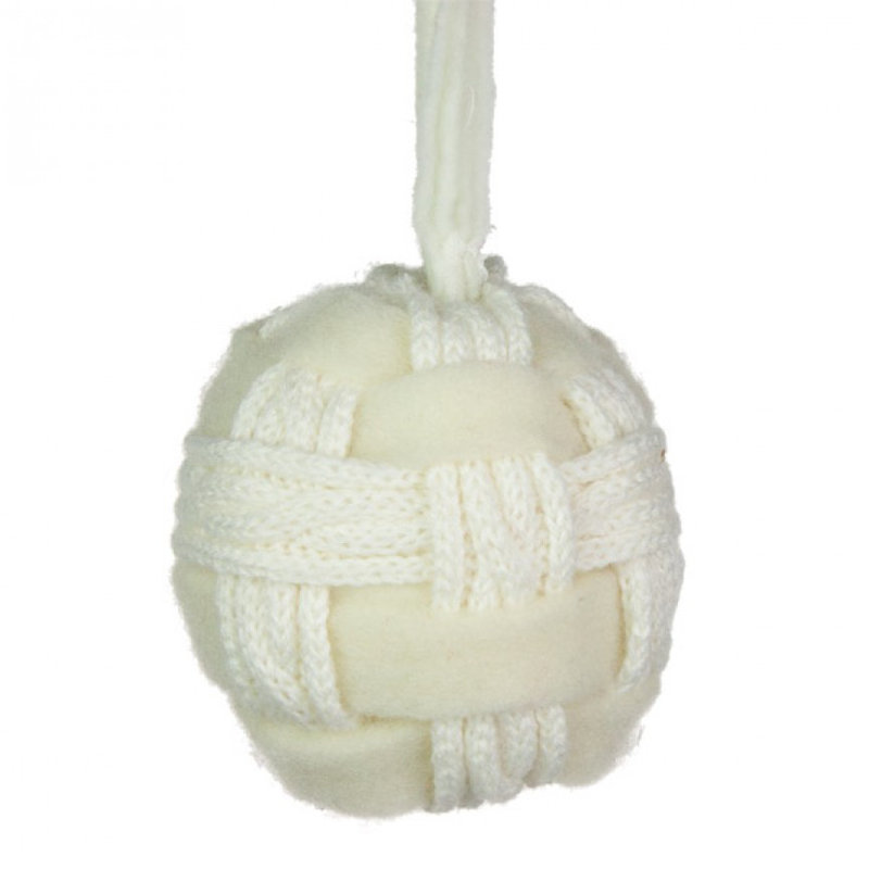 10cm Fabric Bauble, White