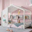 Lit simple pour enfant, lit Montessori pour enfants avec tablette de rangement, maisonnette pour le plaisir et la sécurité-648506164-648506167