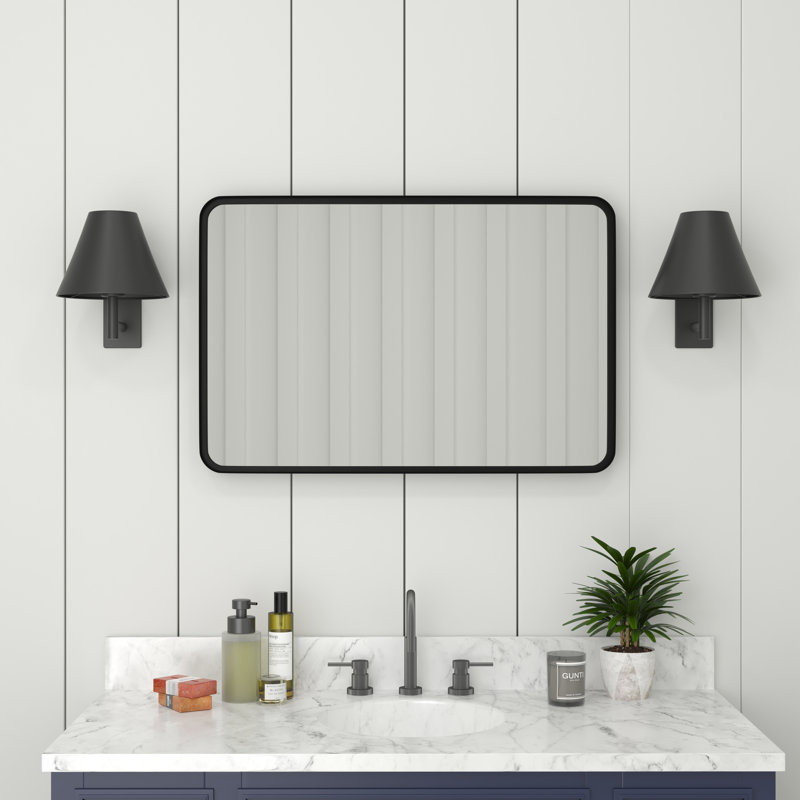 Metal Rectangle Wall Mirror, Black