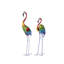 Grande sculpture de jardin arc-en-ciel multicolore en métal texturé flamant rose, ensemble de 2