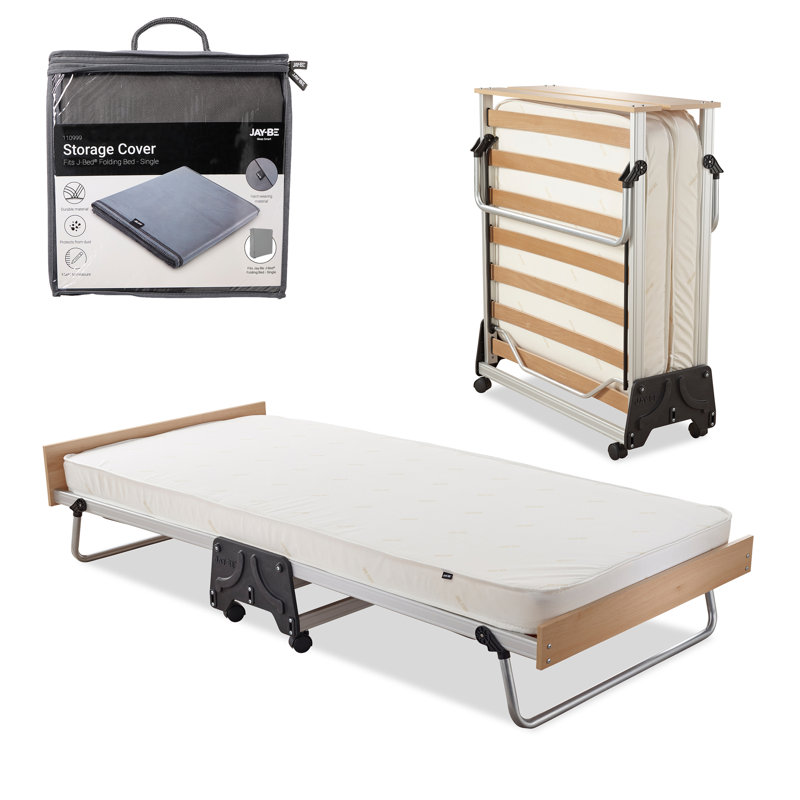 Jay-Be J-Bed Folding Bed with Performance e-Fibre Mattress, Single (3'), Storage Cover Included