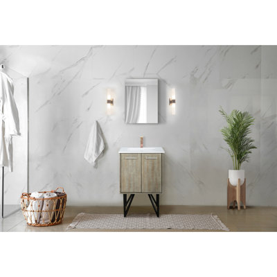 Rustic 24 In. X 20 Bath Vanity With Marble Top And Rose Gold Faucet - To Scratches Stains 18 Mirror Included Surface Scratch Stain Resistance
