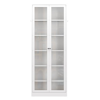 72-Inch Tall Freestanding Metal Cabinet With 5 Adjustable Shelves, White Color, Use, Heavy-Duty Steel, Easy To Clean, Wall Anchors High Pantry Customizable Unit For Kitchen Frame, Magnetic Closure