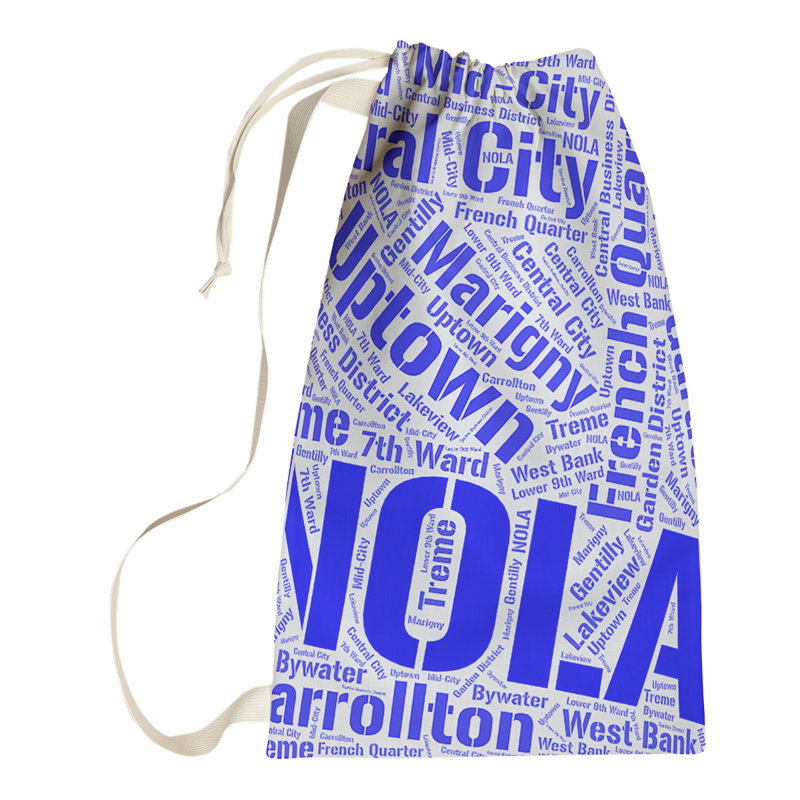 Laundry Hamper with Handles, Large (36" H x 28" W x 1.5" D), Blue, New Orleans