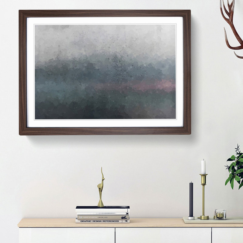 Metal Paradise in Abstract - Picture Frame Painting Print, 36cm H x 48cm W x 2cm D, Walnut Framed