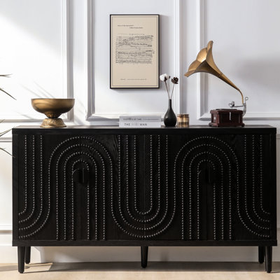 Modern 2 Large Storage Spaces Wooden Cabinet For Living Room Buffet With 4 Doors Home