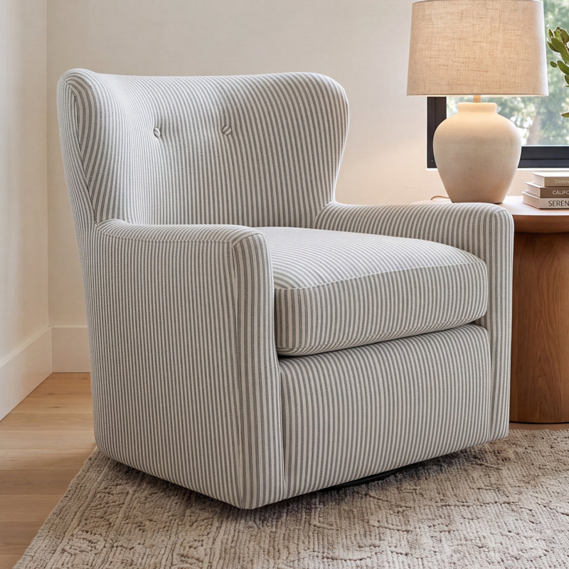 Bendigo Upholstered Swivel Barrel Chair, Pool Performance Weave