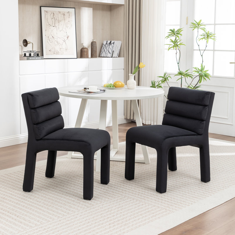 Cowger Velvet Upholstered Side Chair, Black