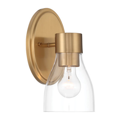 1-Light Dimmable Brushed Nickel Wall Sconce with Clear Glass Shades