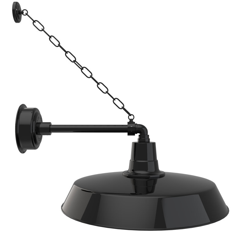Luminaire de grange d'extérieur à DEL Haleigh, 10" H x 22" L x 23" D, Noir