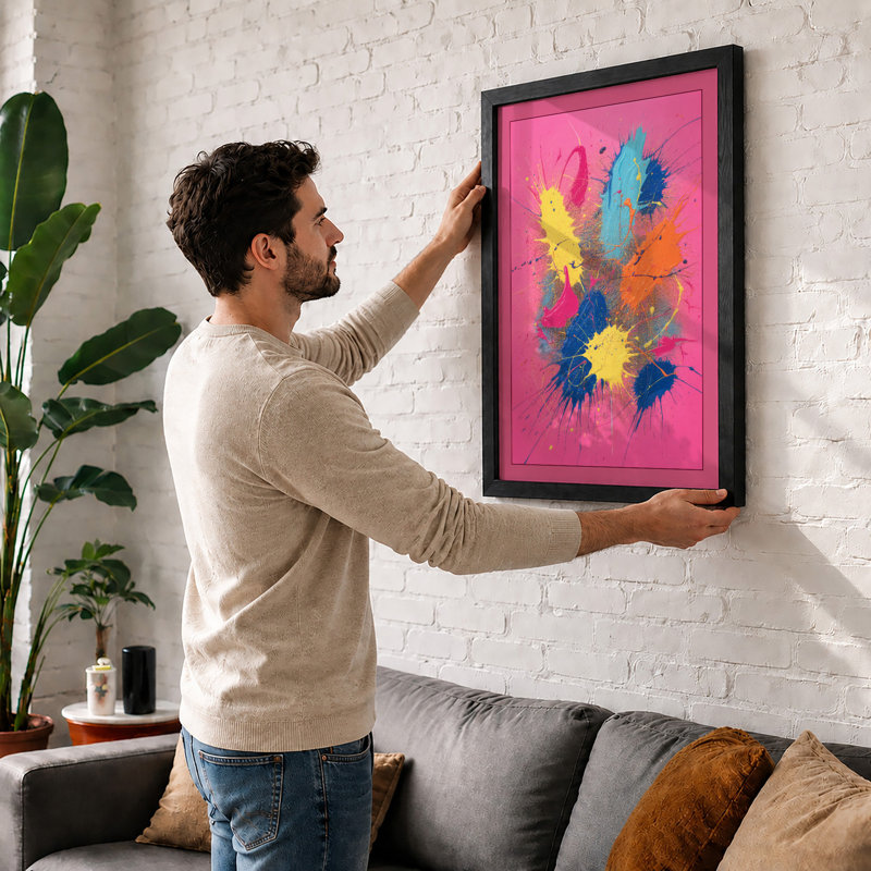 Painted Chaos Modern - Framed Print, Oak, A3 - 42.0 x 29.7 cm