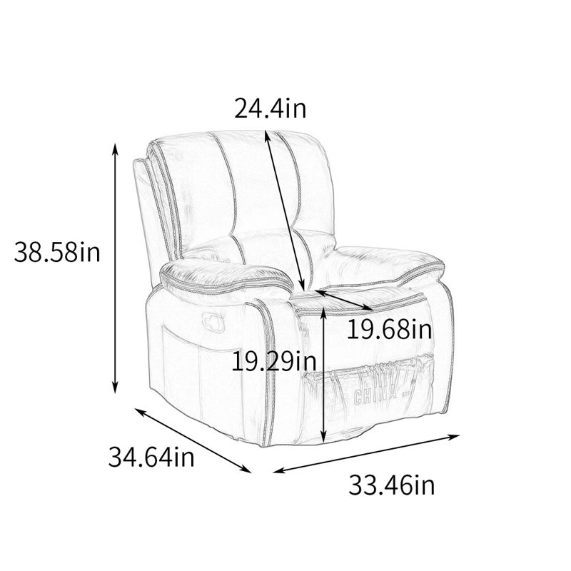 Fauteuil inclinable multifonctionnel en similicuir de salon, Marron foncé