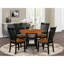 L'ensemble de mobilier de salle à manger 3 pièces comprend une table de cuisine ronde avec feuilles décoratives et 2 tablettes, noir et cerise-109867298-106903719